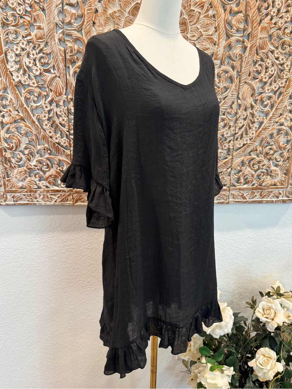 Ekouaer Fun Firty Ruffled Hem, Loose Fit, Lightweight Dress/ Coverup - Picture 4 of 14